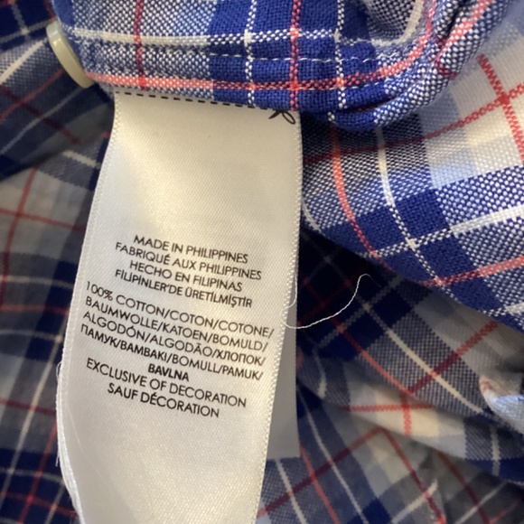 Ralph Lauren Blue Label Blue Plaid Shirt Size Medium Button‎ Down Short Sleeve - Picture 9 of 9